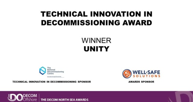 Unity scoops prestigious ‘Technical Innovation in Decommissioning’ award